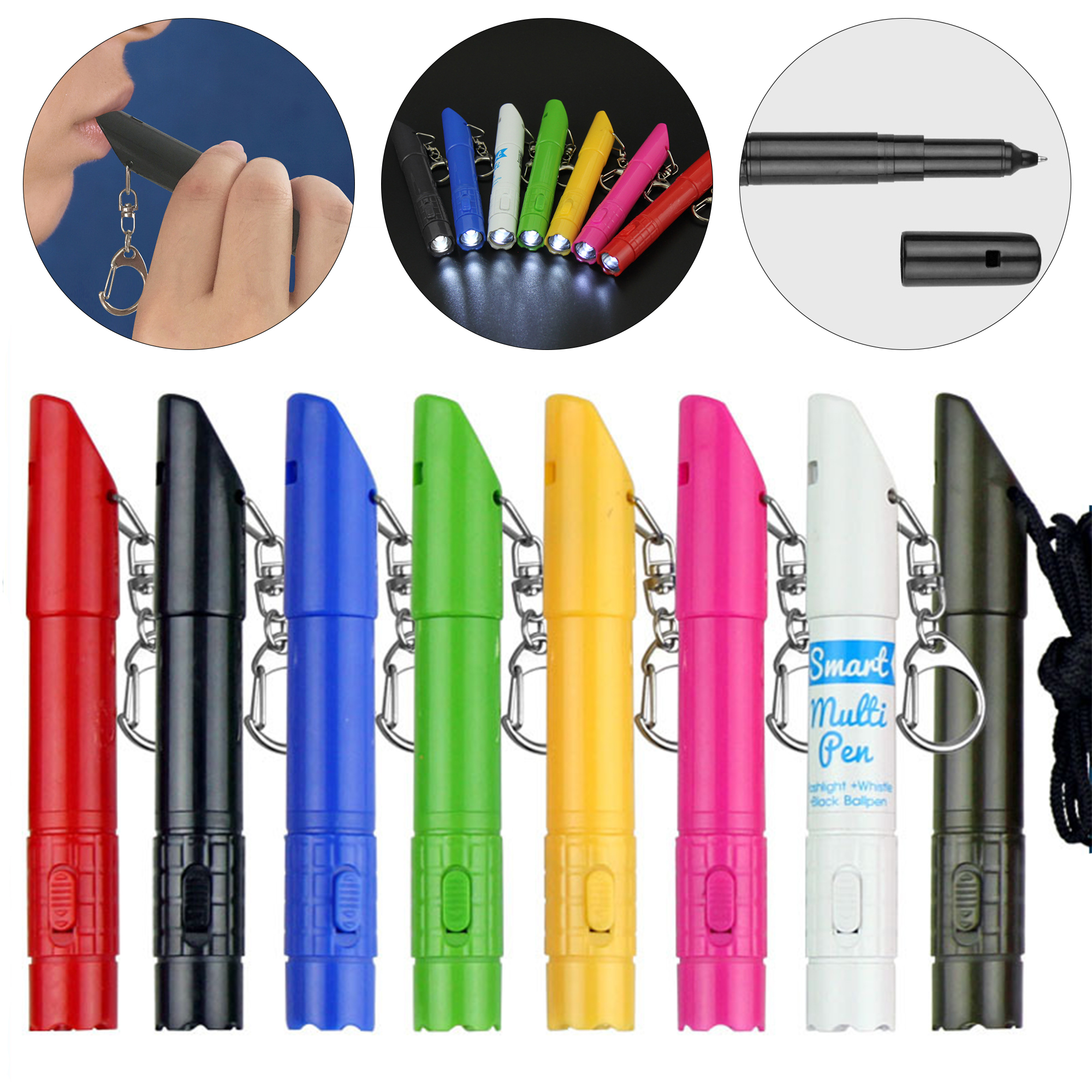 Survival Whistle LED Light Lanyard Pen 2