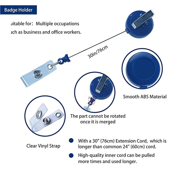 Premium Retractable ID & Key-Card Badge Reels Holder 3