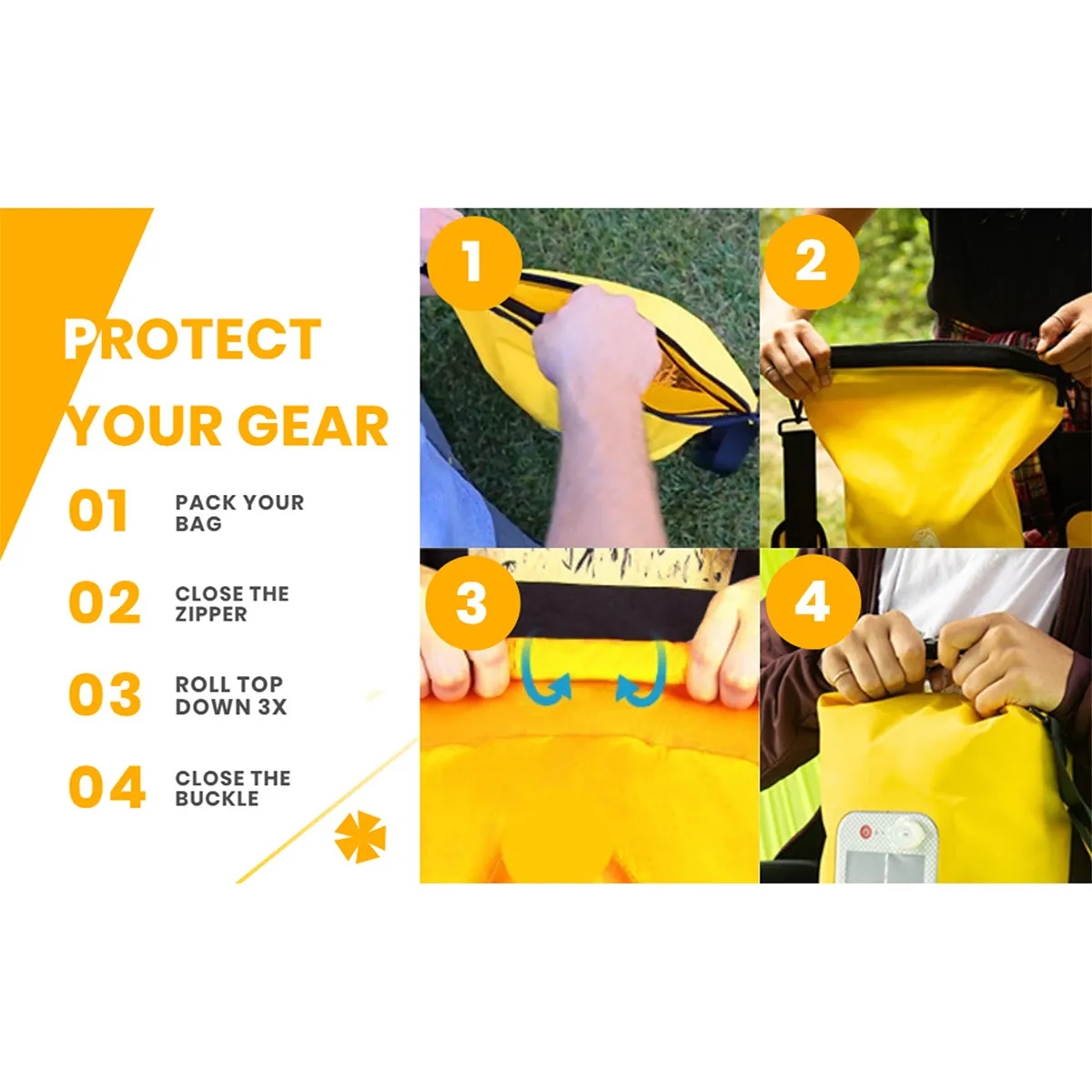 20 L Waterproof Roll Top Storage Dry Bag With Speaker LED 7