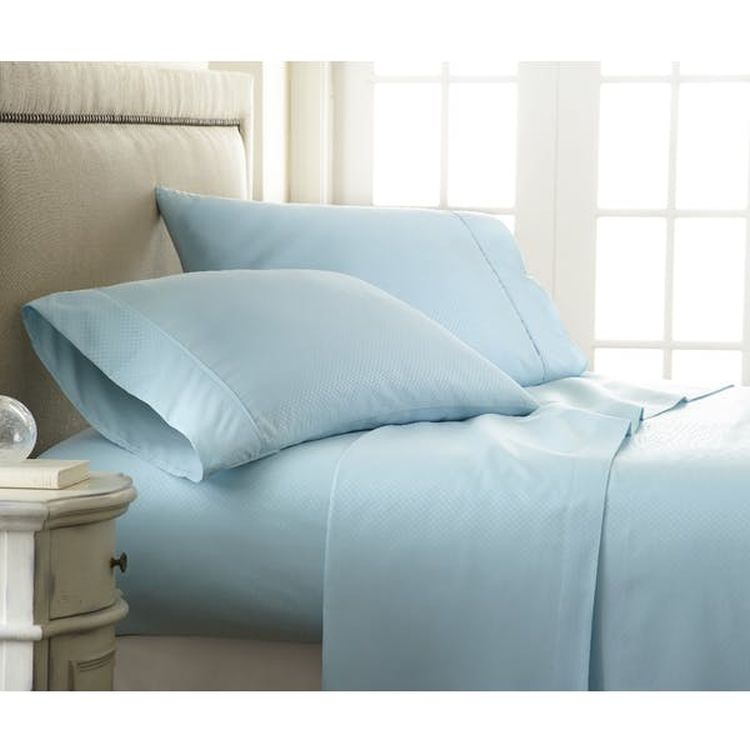 Premium Embossed Sheet Sets - Aqua Checker Design Full 4 Piece 2