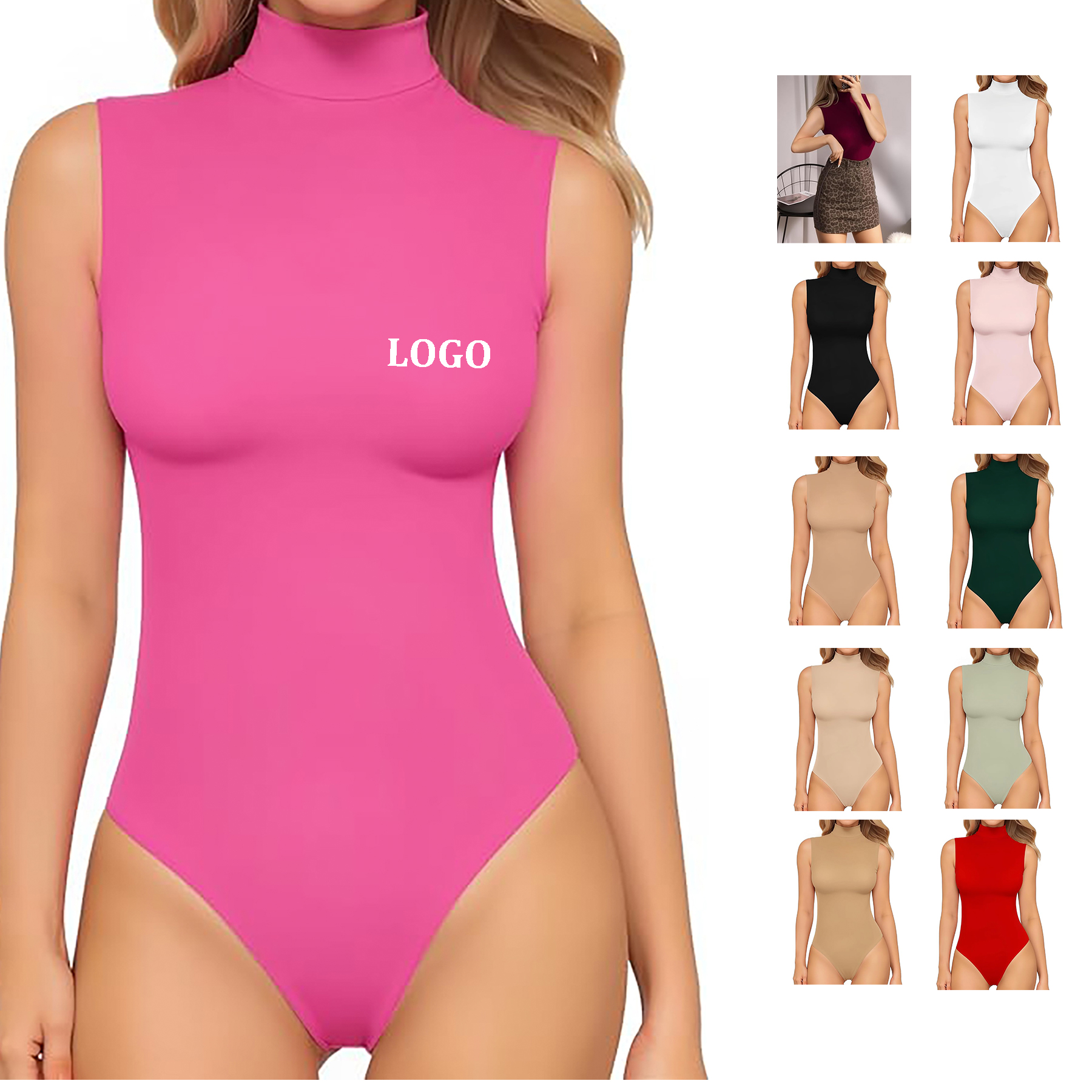 Women's Turtleneck Sleeveless Bodysuit 8
