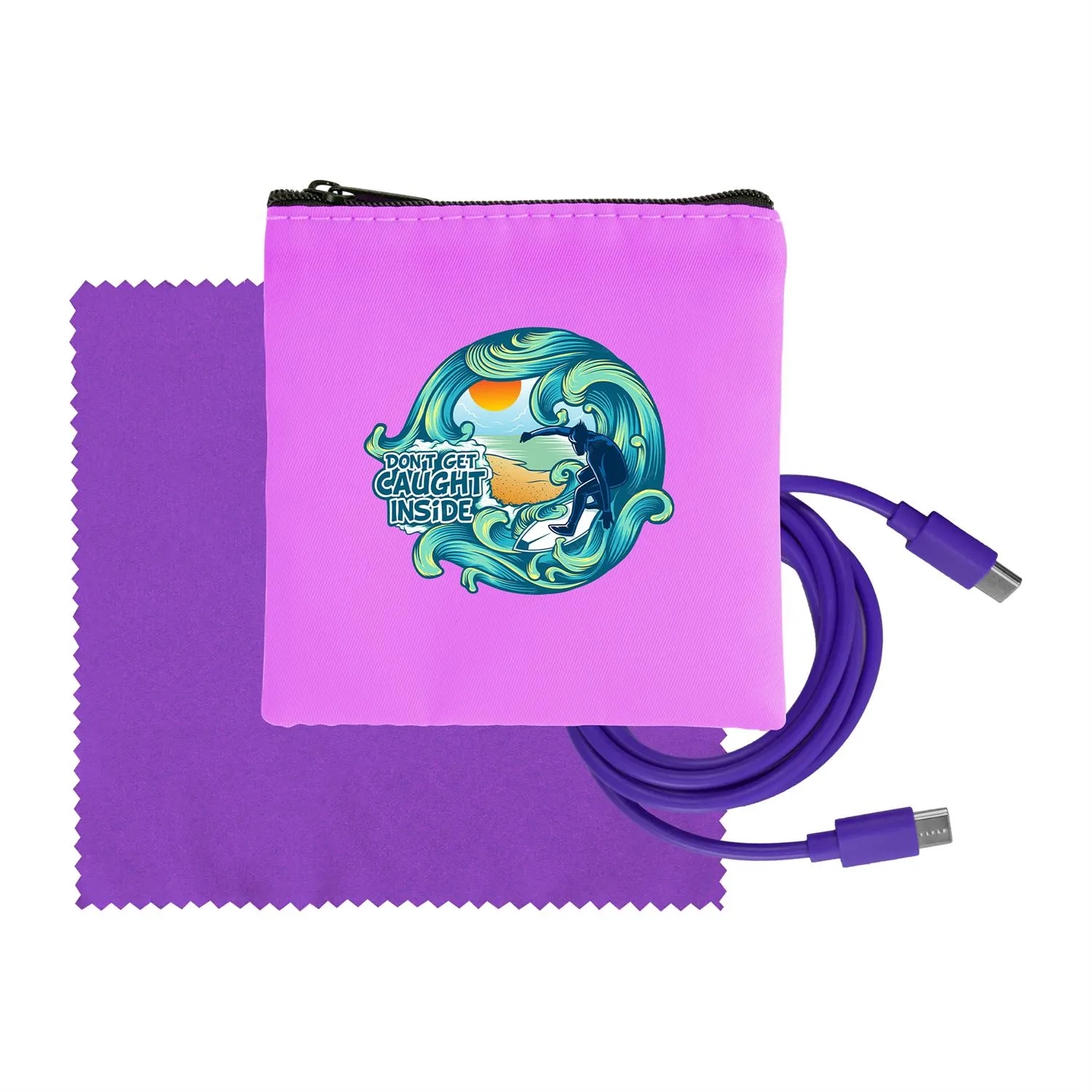 Colorful RPET C to C Cable & Cloth Set 4