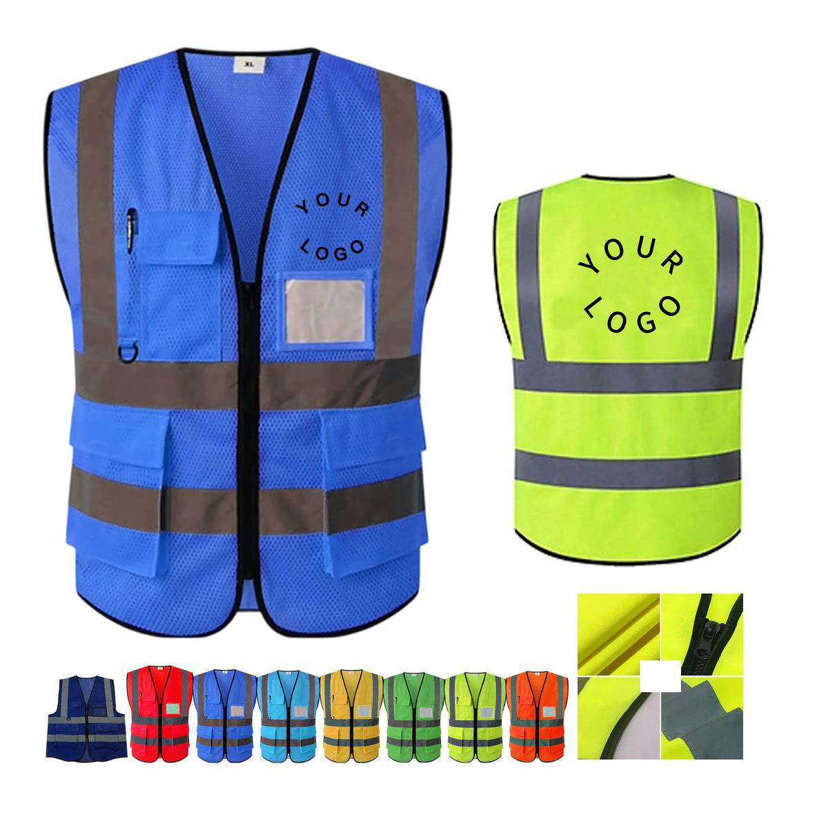 Fluorescent Safety Vest with Reflective Strips 2