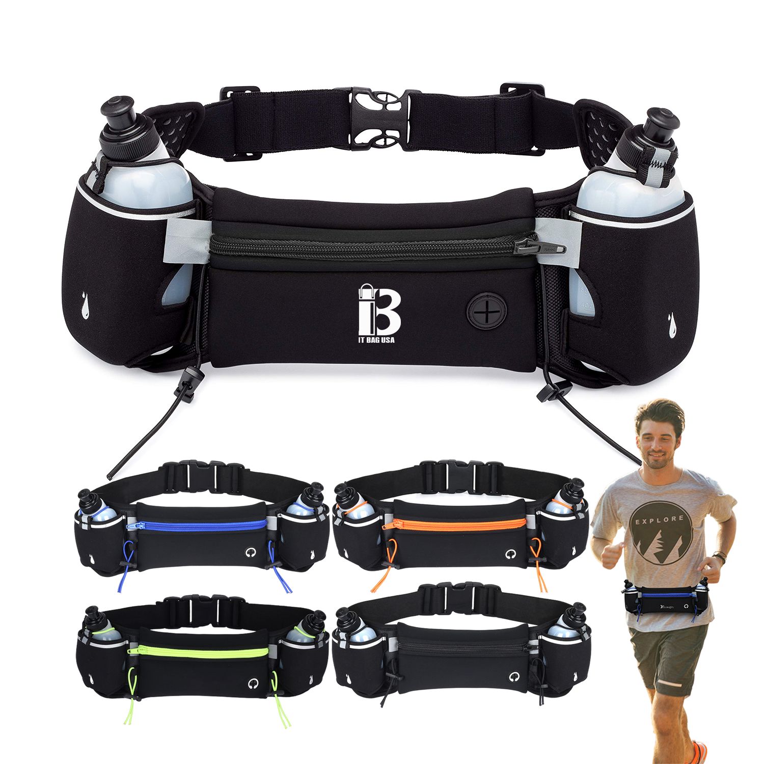 Running Waist Belt With Water Bottles 2