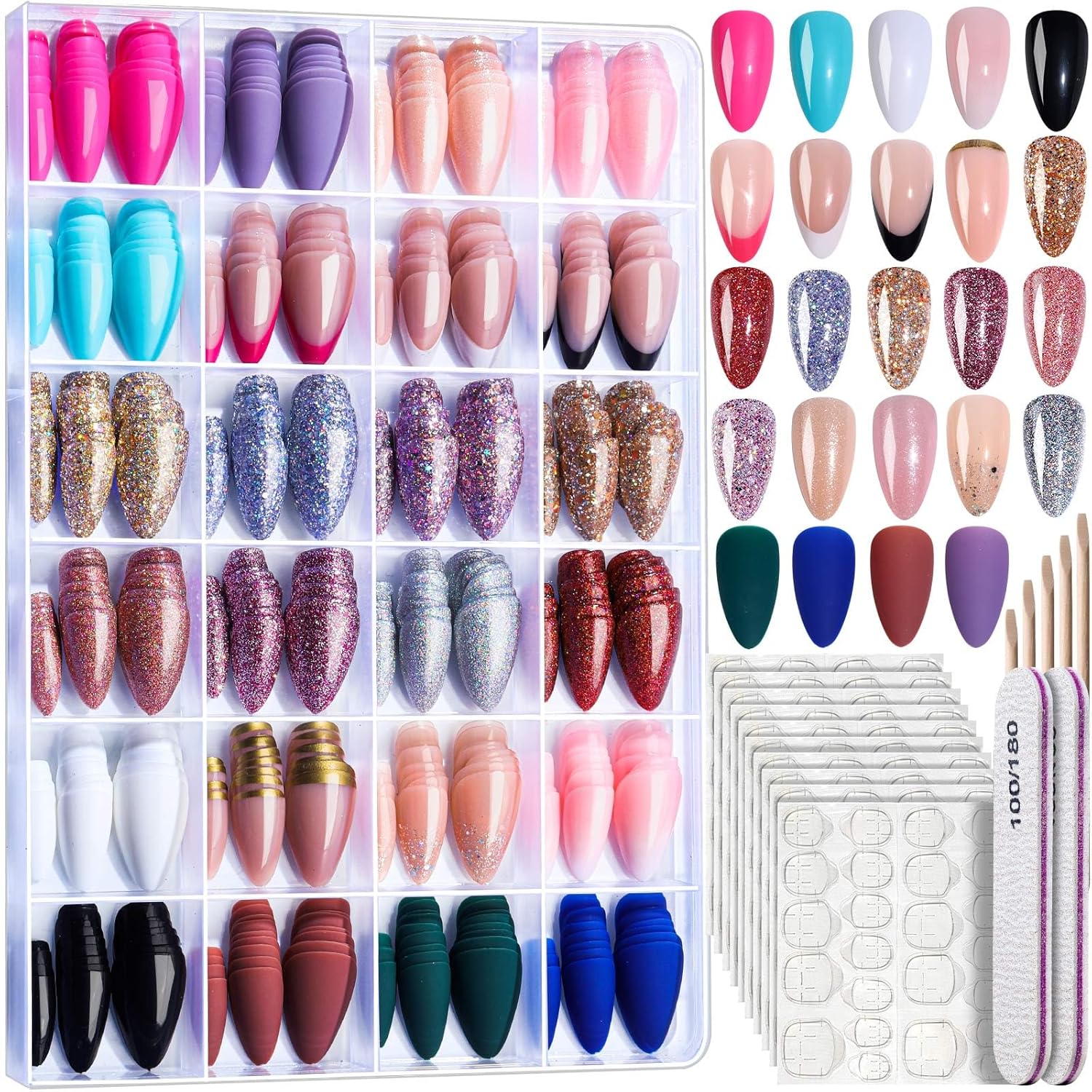 24 Colors 576PCS Press on Nails for Nail Art 11