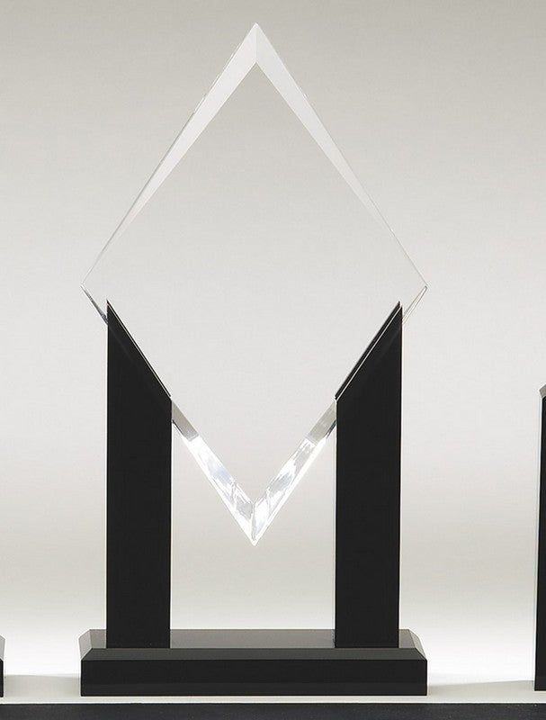 Acrylic diamond on black stand, 10" 2