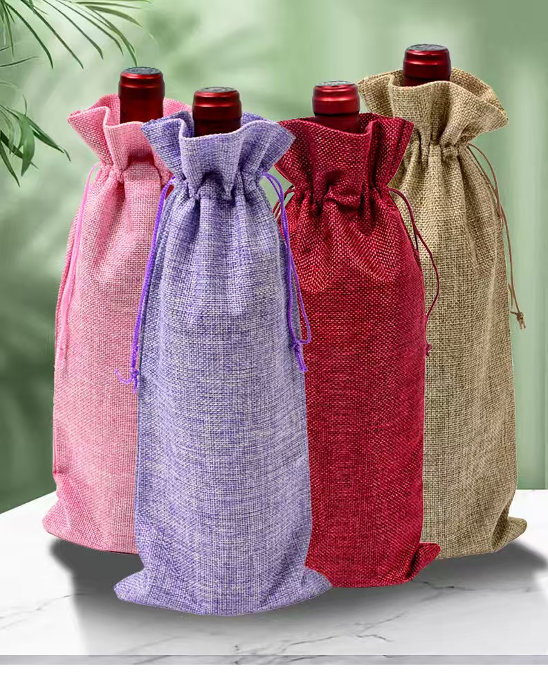 Burlap-Look Wine Bottle Carrier 5