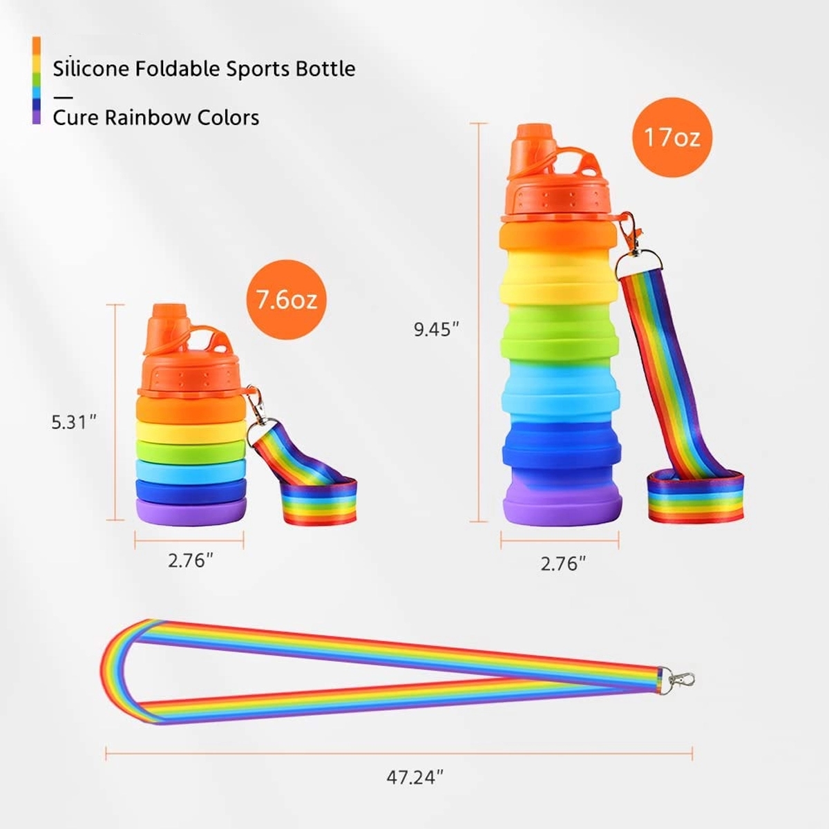 Portable Rainbow Silicone Water Bottle 3