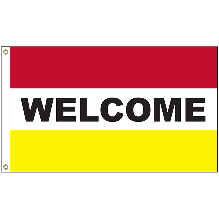Welcome 3' x 5' Message Flag with Heading and Grommets 1