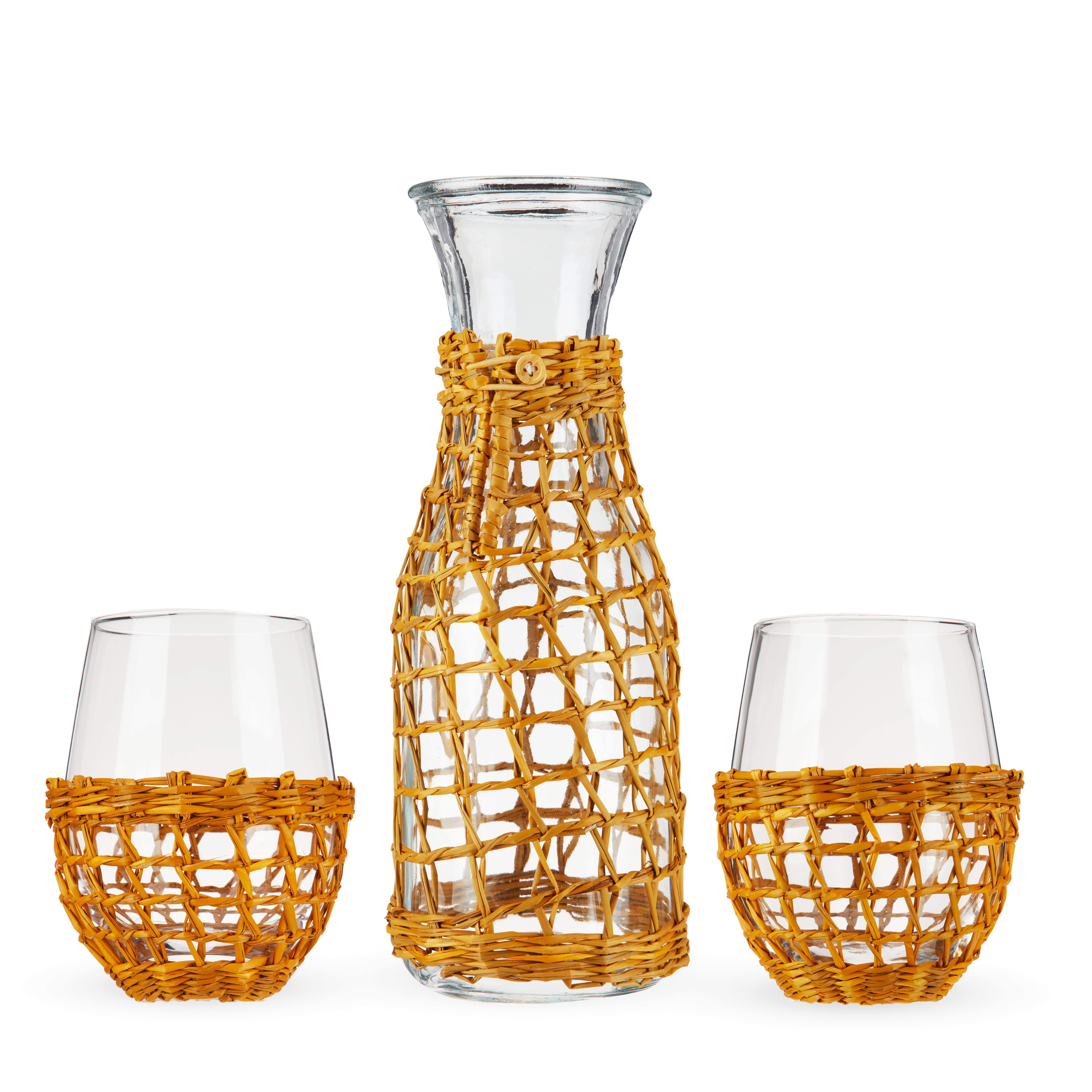Twine Living® Island Carafe & Stemless Wine Glass Set 4