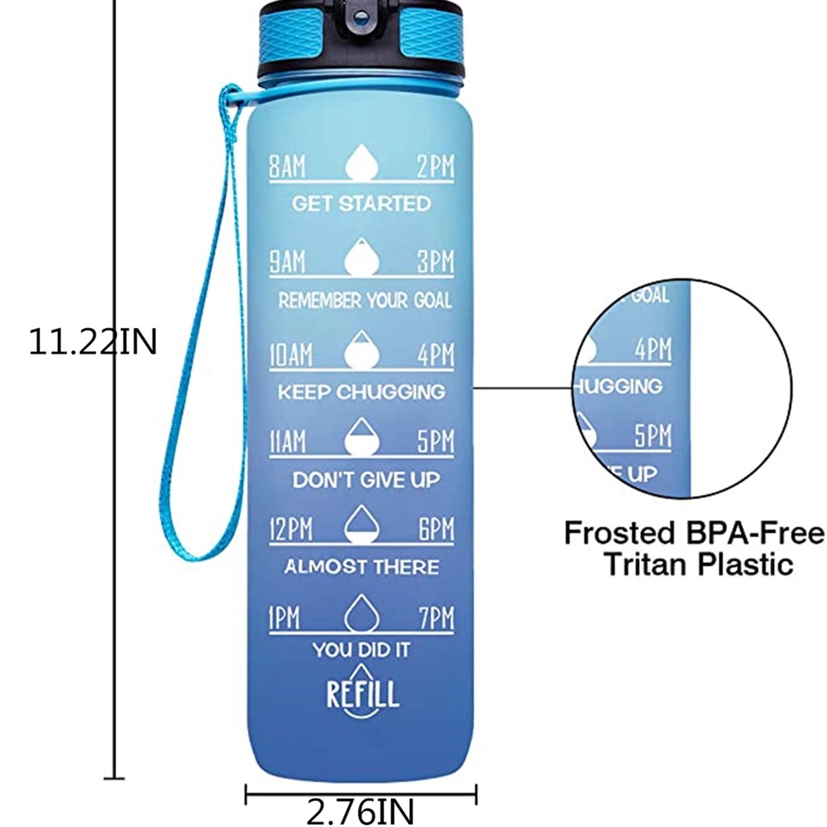 Sport Drinking Water Bottle With Time Marker 7