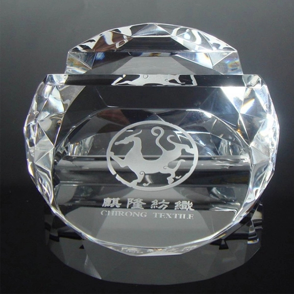 Round Crystal Paperweight Card Holder 6