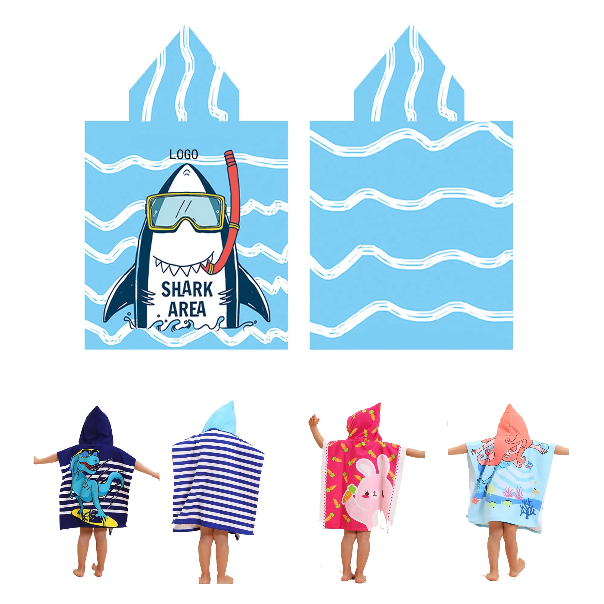 Children's Printed Beach Bathrobe
