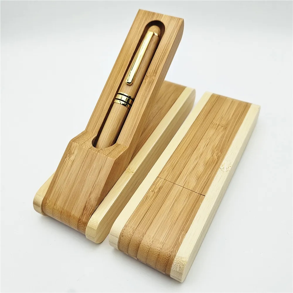 Bamboo Fountain/Rollerball Pen Set with Gift Case 3