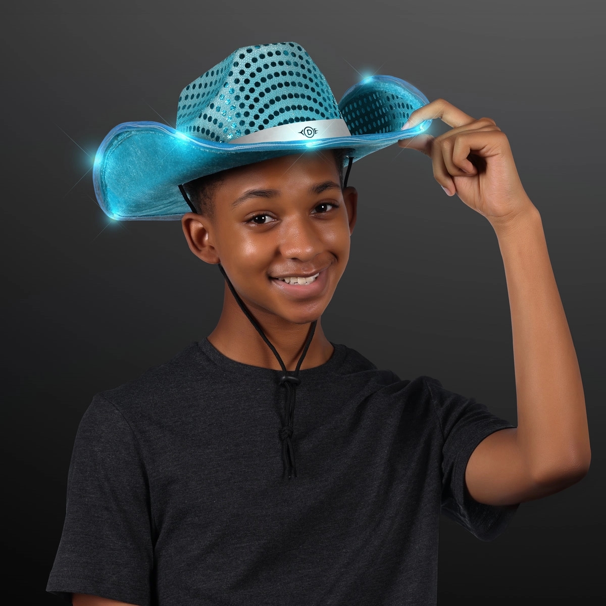 Sequin Cowboy Hat with White Band 13