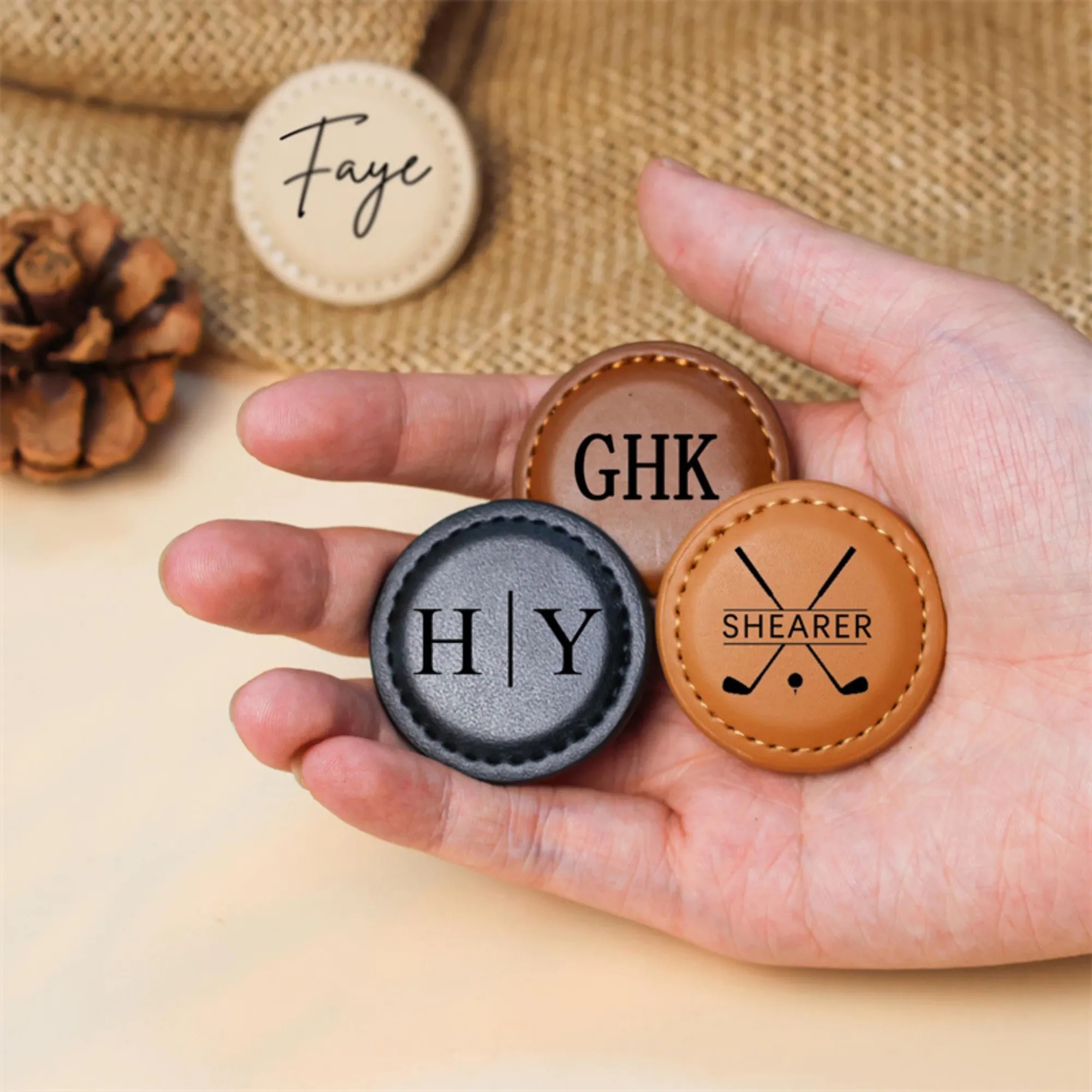 Premium Leather Golf Ball Marker 11