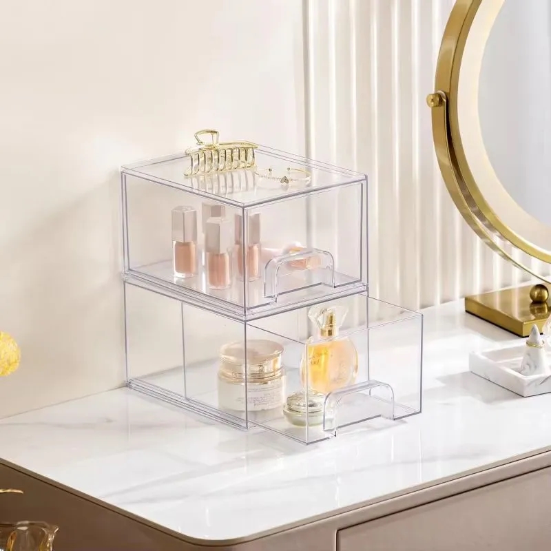 Stackable Cosmetic Clear Storage Drawers 4