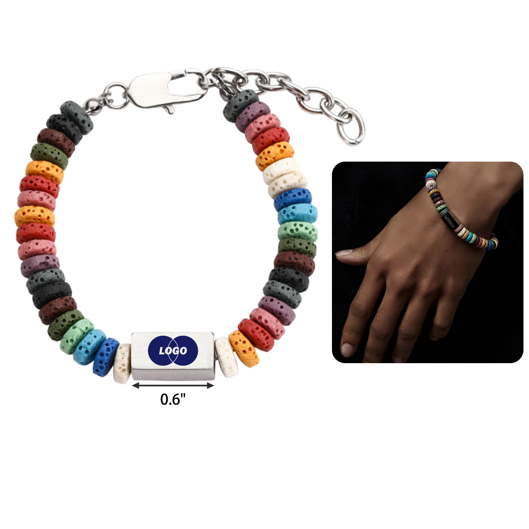 Vibrant Colorful Volcanic Stone Bracelet 3