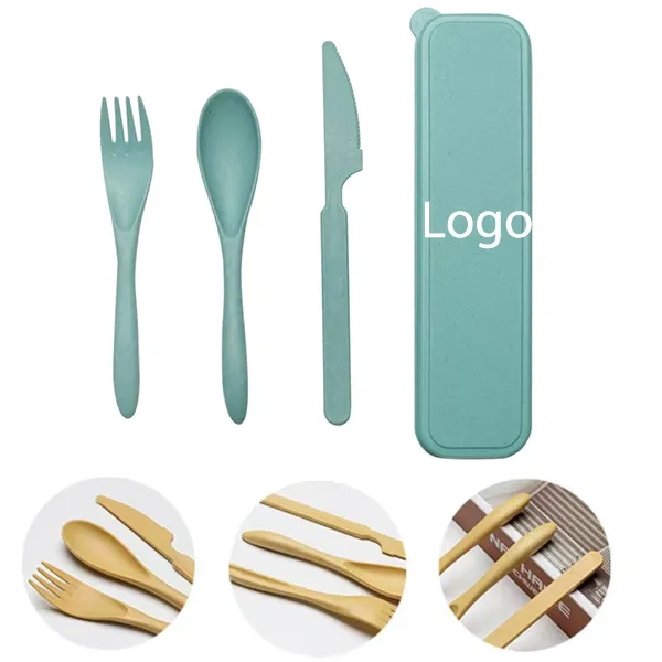 Travel Cutlery Set with Case,Plastic Forks Spoon Tableware. 4
