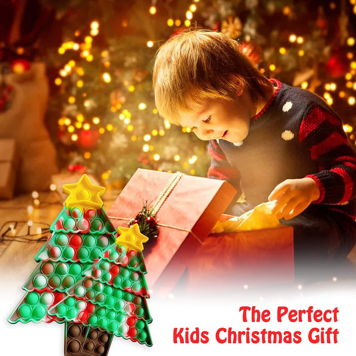 Christmas Tree Push Popper Game Stress Relief Sensory Toy For Kids/Adults/Children 4
