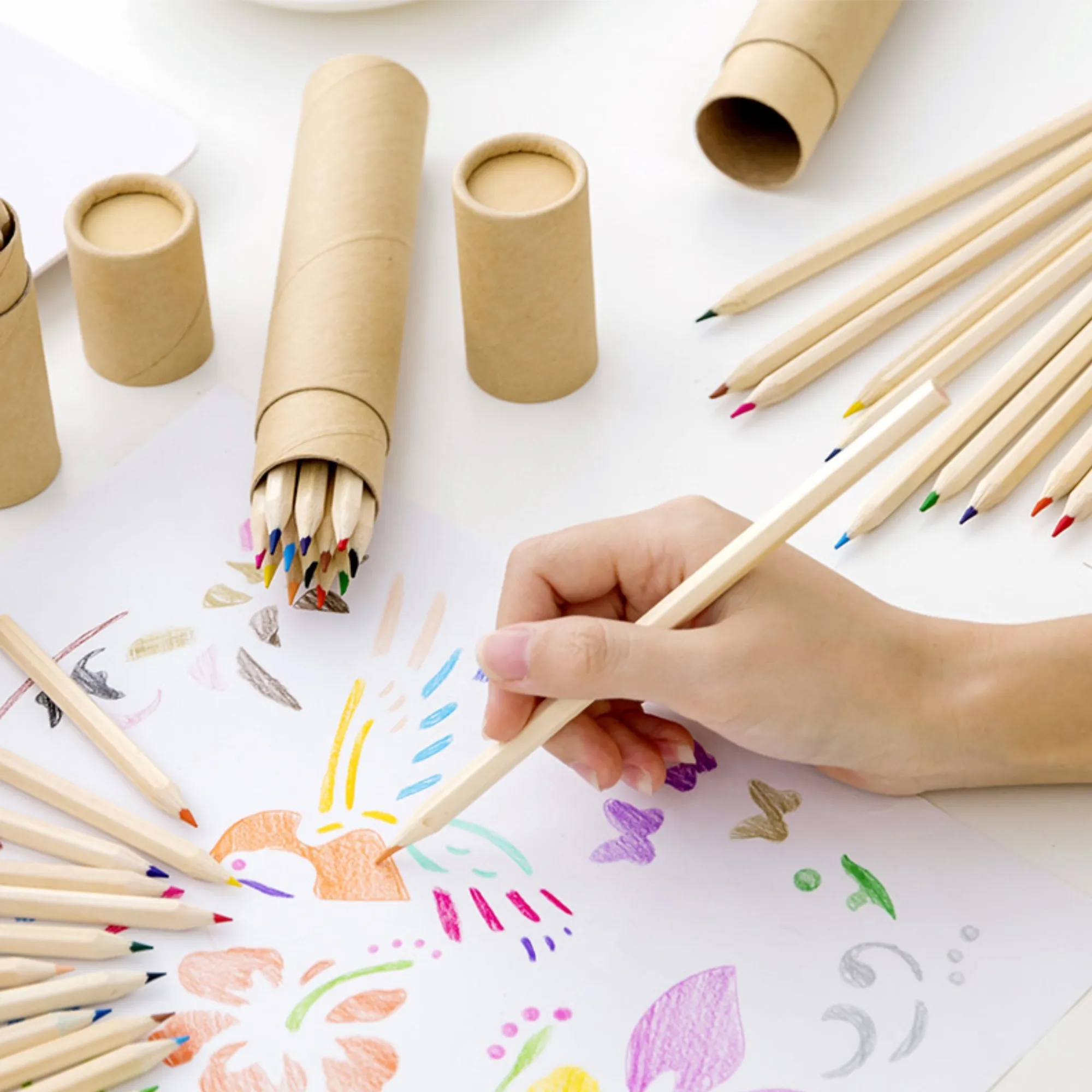 12 Color Wooden Colouring Pencils Set in Tube Art Supplies 3