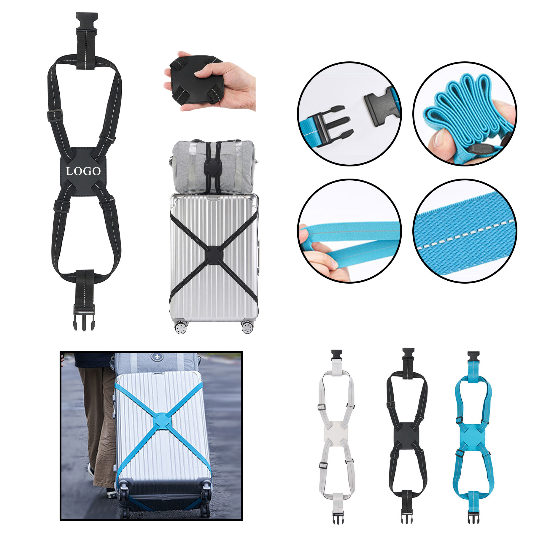 Adjustable Luggage Strap Belt With Reflective Tape 2