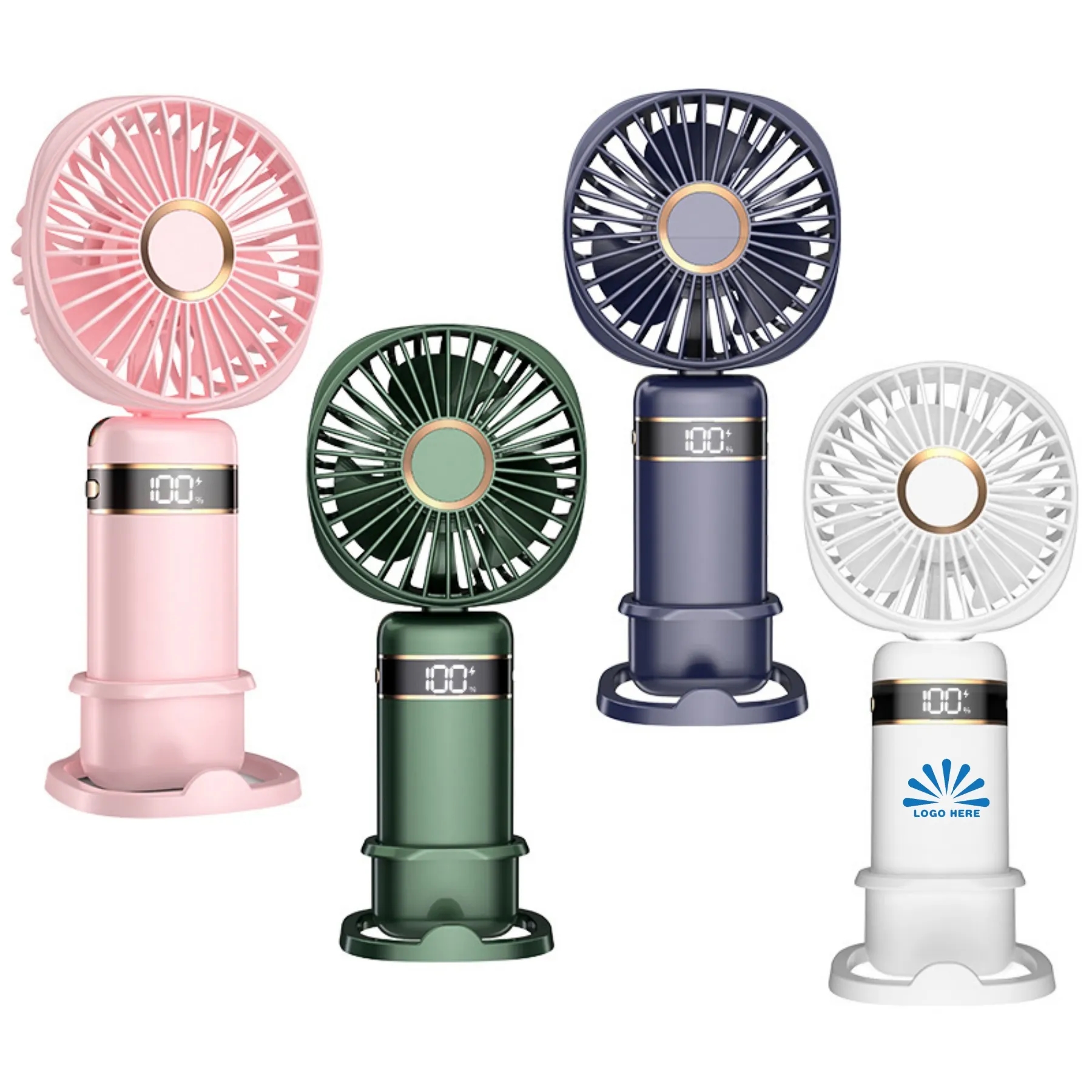 Five Speed LED Digital Display Folding Fan With Phone Stand 2