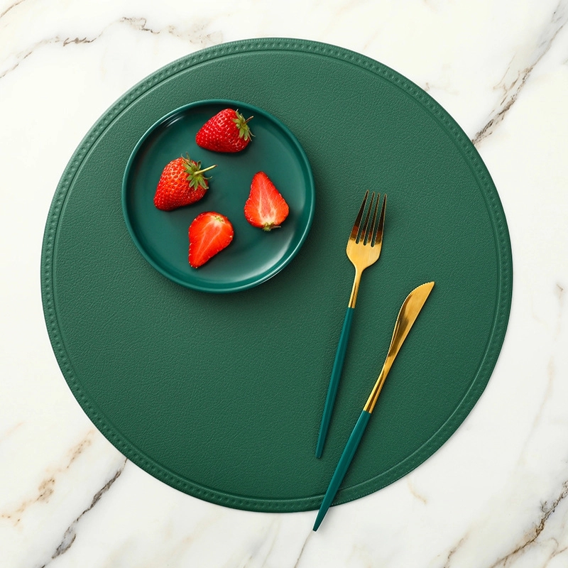 Custom Round PU Leather Table Placemat & Dining Meal Pad 9