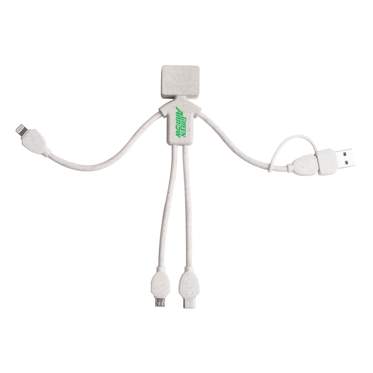 Eco Friendly Biodegradable Wheat Straw Charging Cable with Type C, Lightning and Micro USB Connector 2