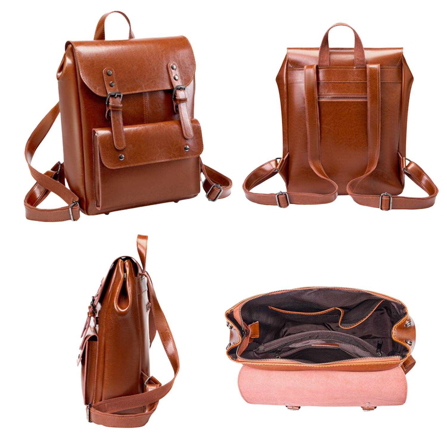 Women Travel Genuine Leather Backpack 6