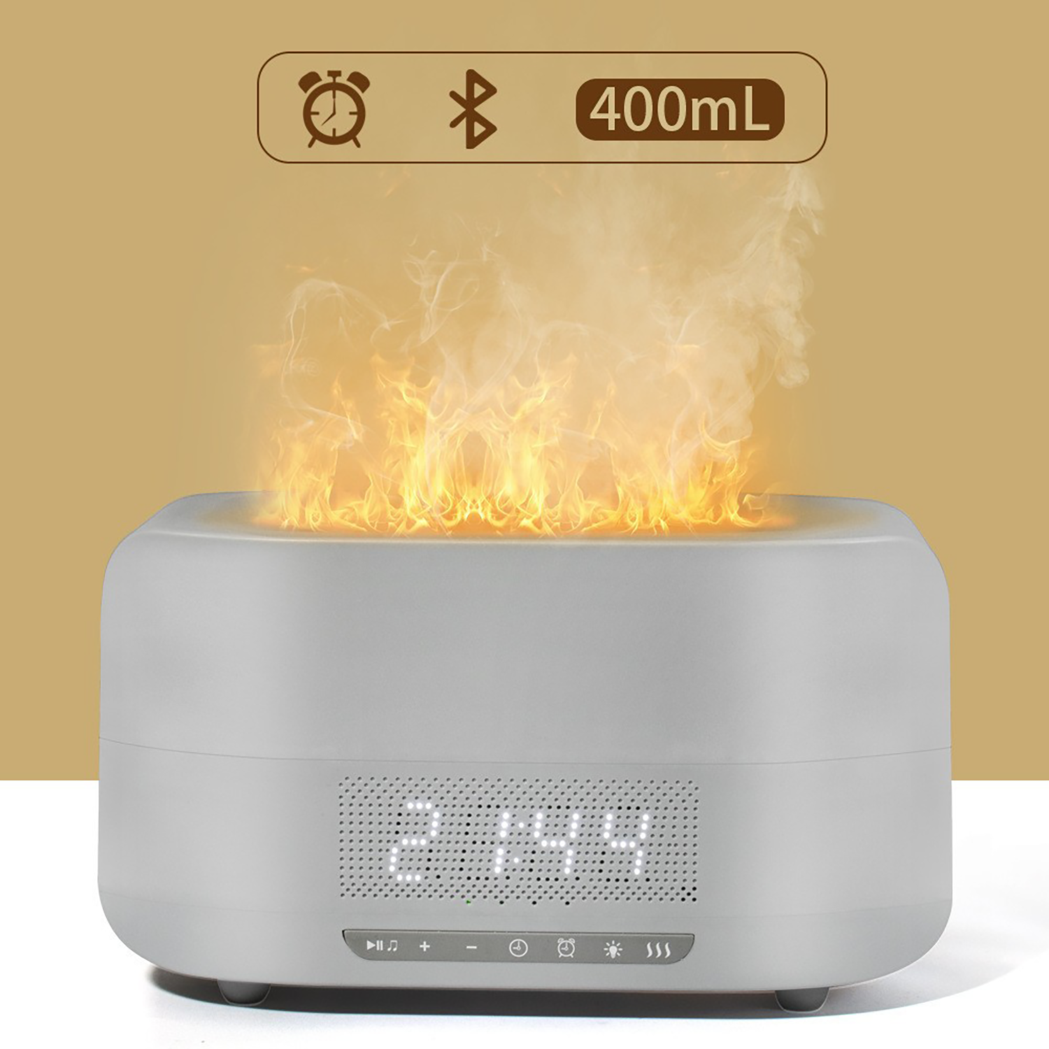 Flame Diffuser with Bluetooth Speaker and Clock Humidifer 3