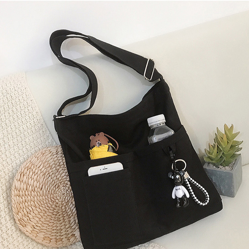 Reusable Canvas Tote Bag w/3 External Pocket 8