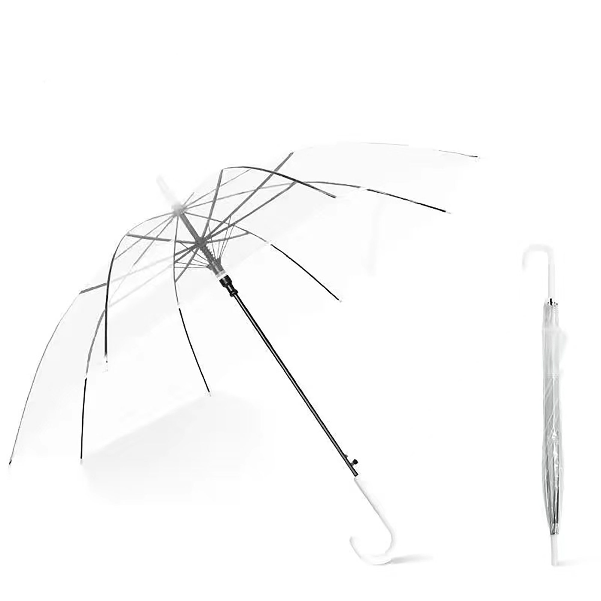 Clear PVC Umbrella With Crook Handle Auto Open 28" 1