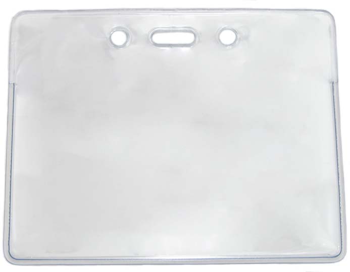3.80" W x 3.00" H - Horizontal Clear Vinyl Badge Holder (Blank) 3