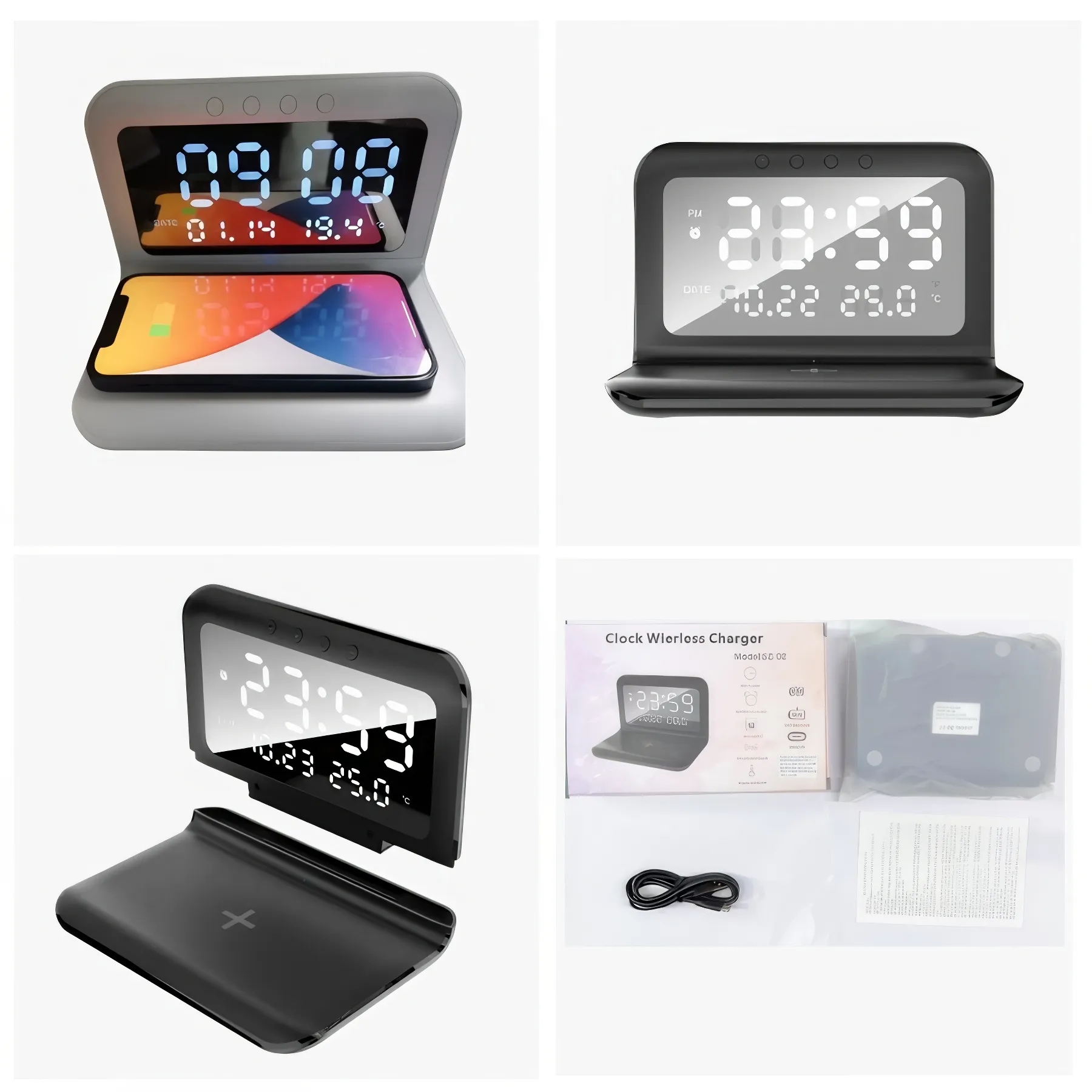 Foldable Alarm Clock Wireless Charger 7