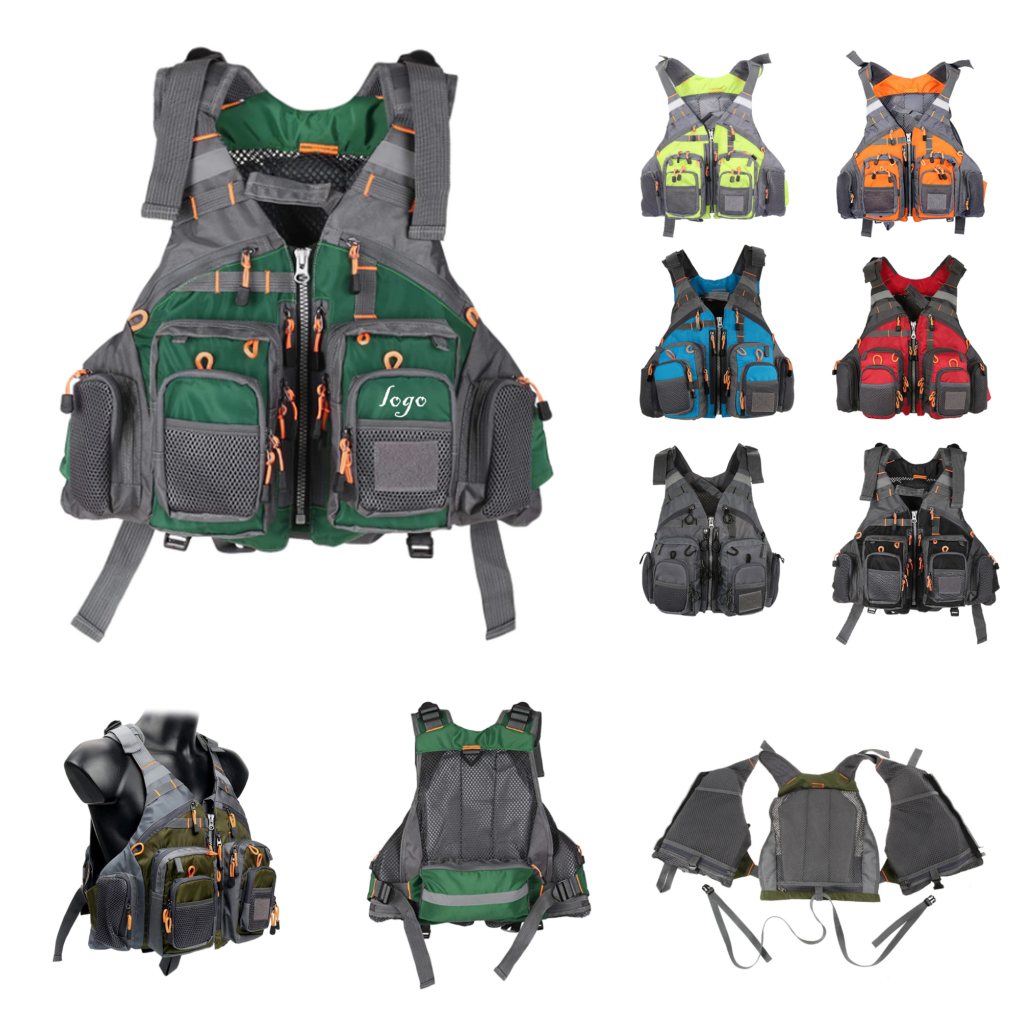 MOQ10 Adjustable Multi-Pocket Flotation Life Vest 2