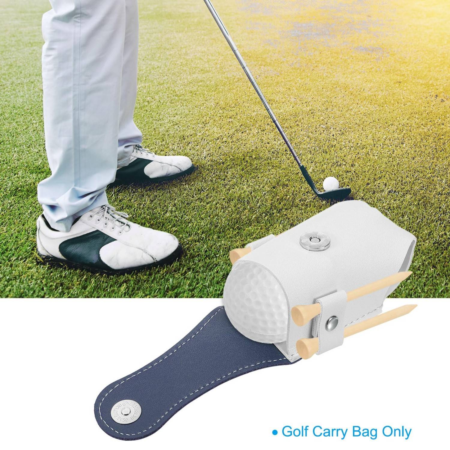 PU Leather Golf Ball Waist Bag w/ Buckle 3
