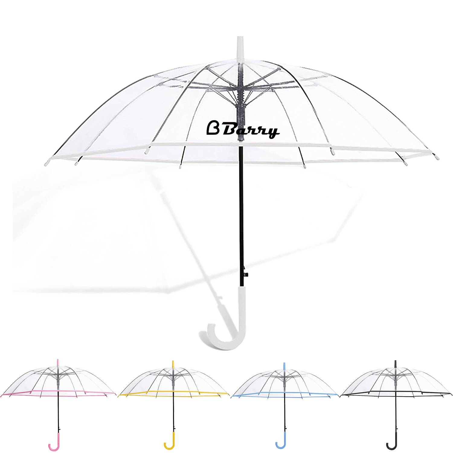 8-Rib Long-Handle Transparent Umbrella W/ Reflective Strip 11