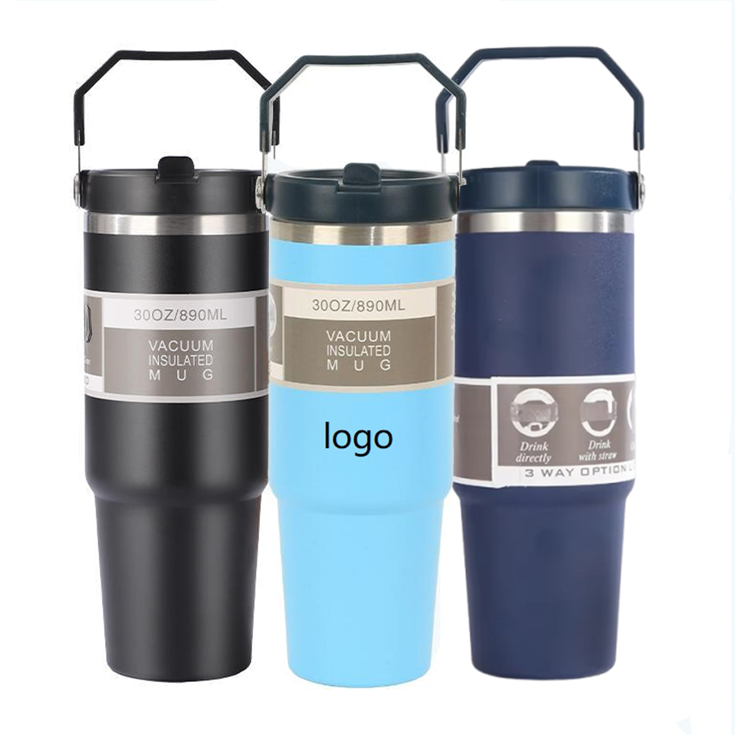 Double-Wall Tumbler with Handle and Lid, 30 oz. 6
