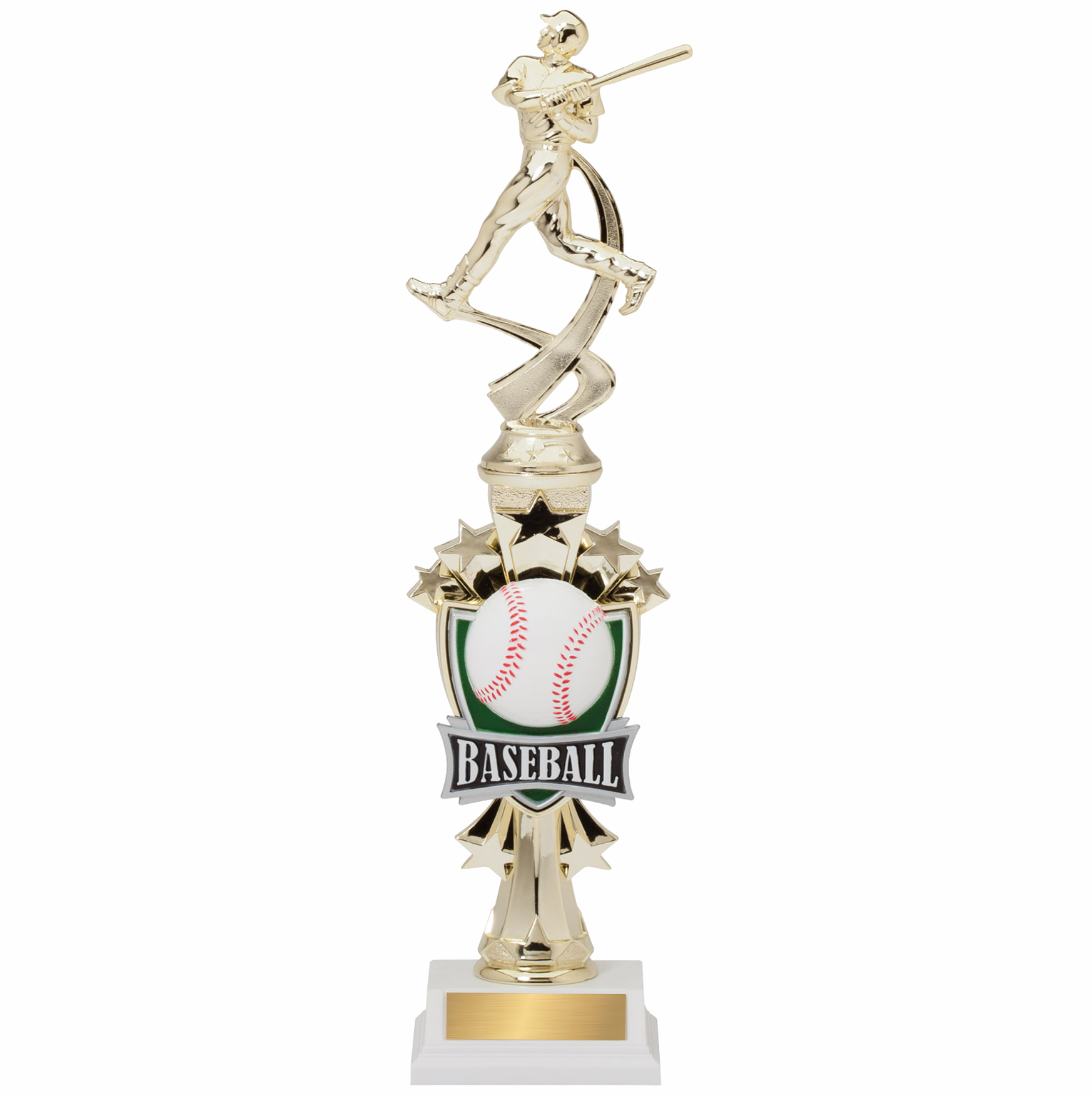 14" Assembled Male Baseball Figure Trophy w/ White Base 2