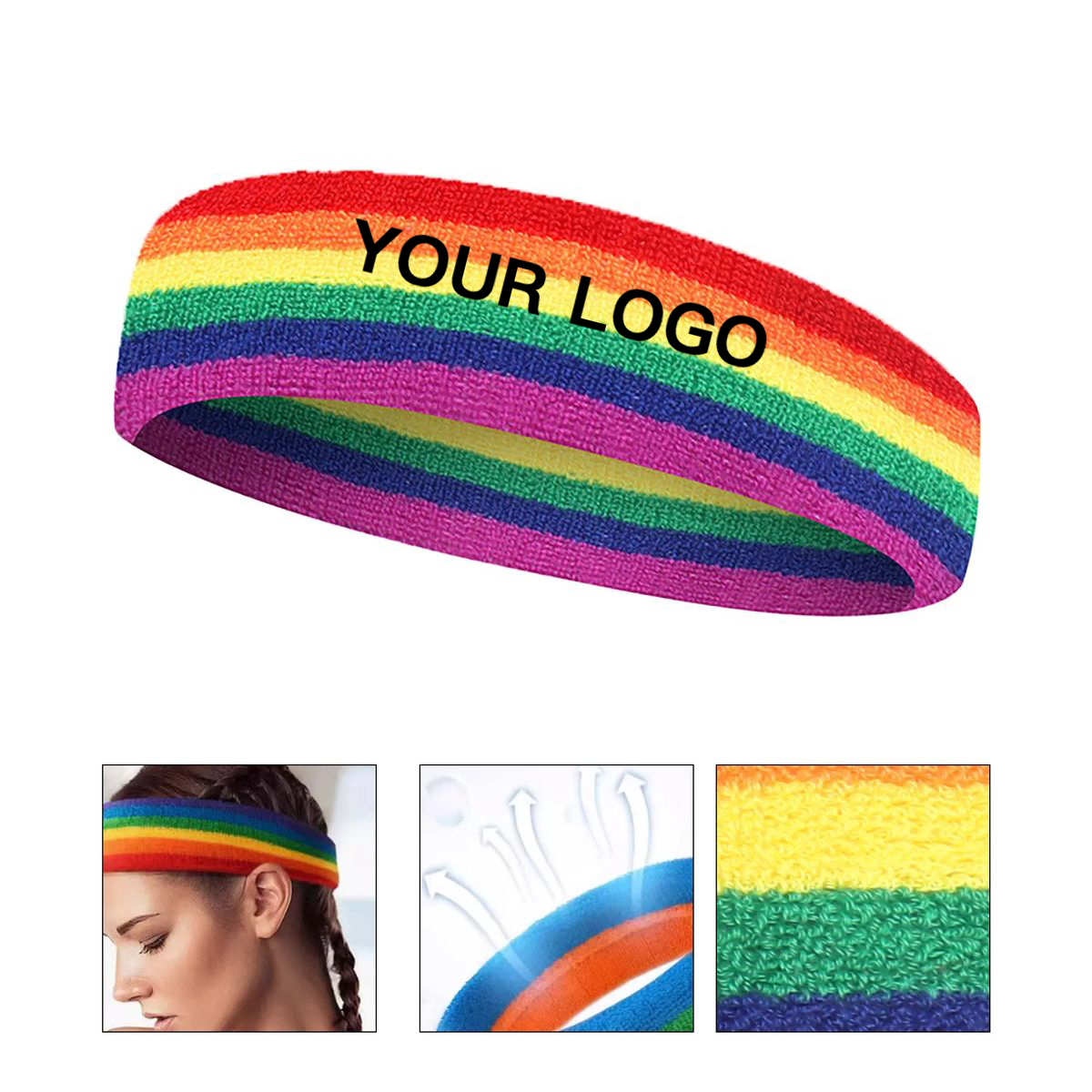 Unisex Rainbow Pride Sports Headband with Stretch Fit 3