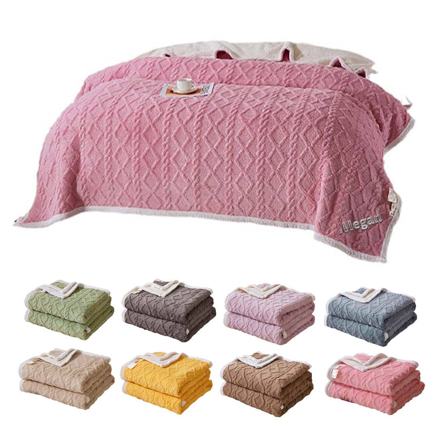 Thick Double-Layer Lamb Wool Jacquard Nap Office Blanket