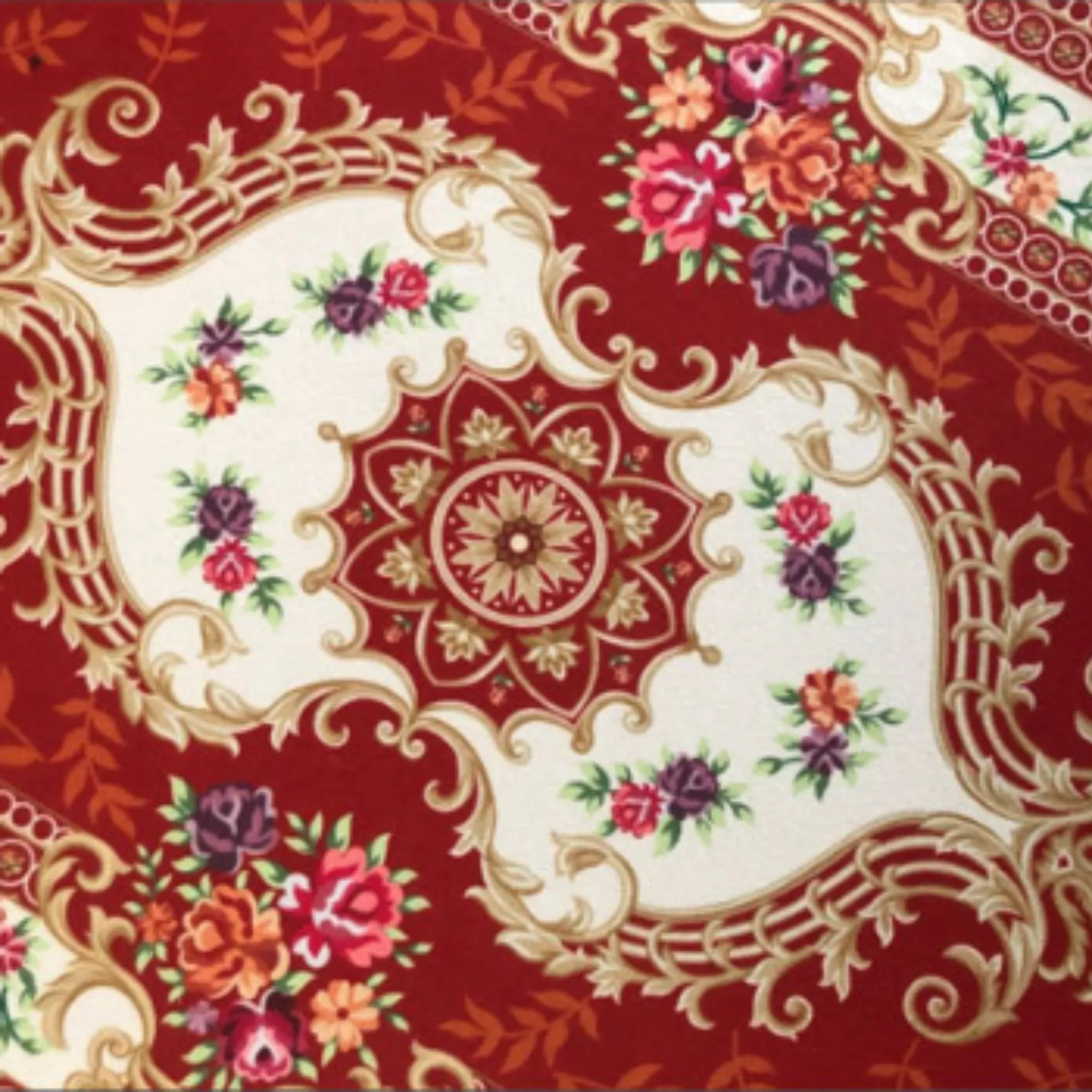 Red Ornamental Pattern Custom Logo Rugs 2
