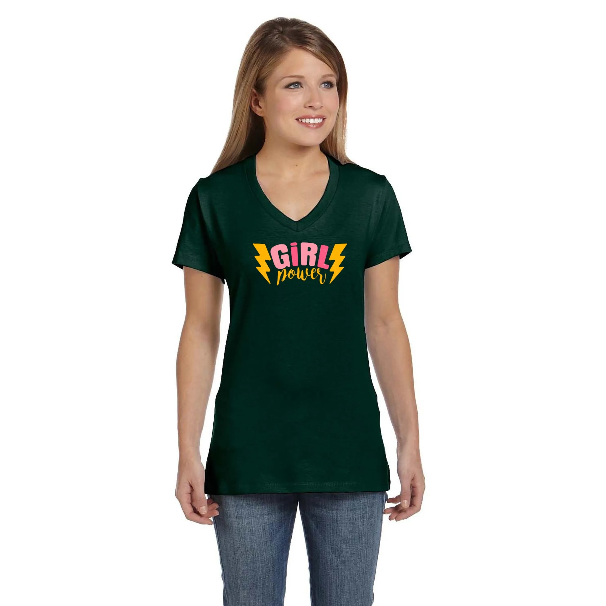 Hanes Ladies 4.5 oz.. 100% Ringspun Cotton V-Neck T-Shirt 3