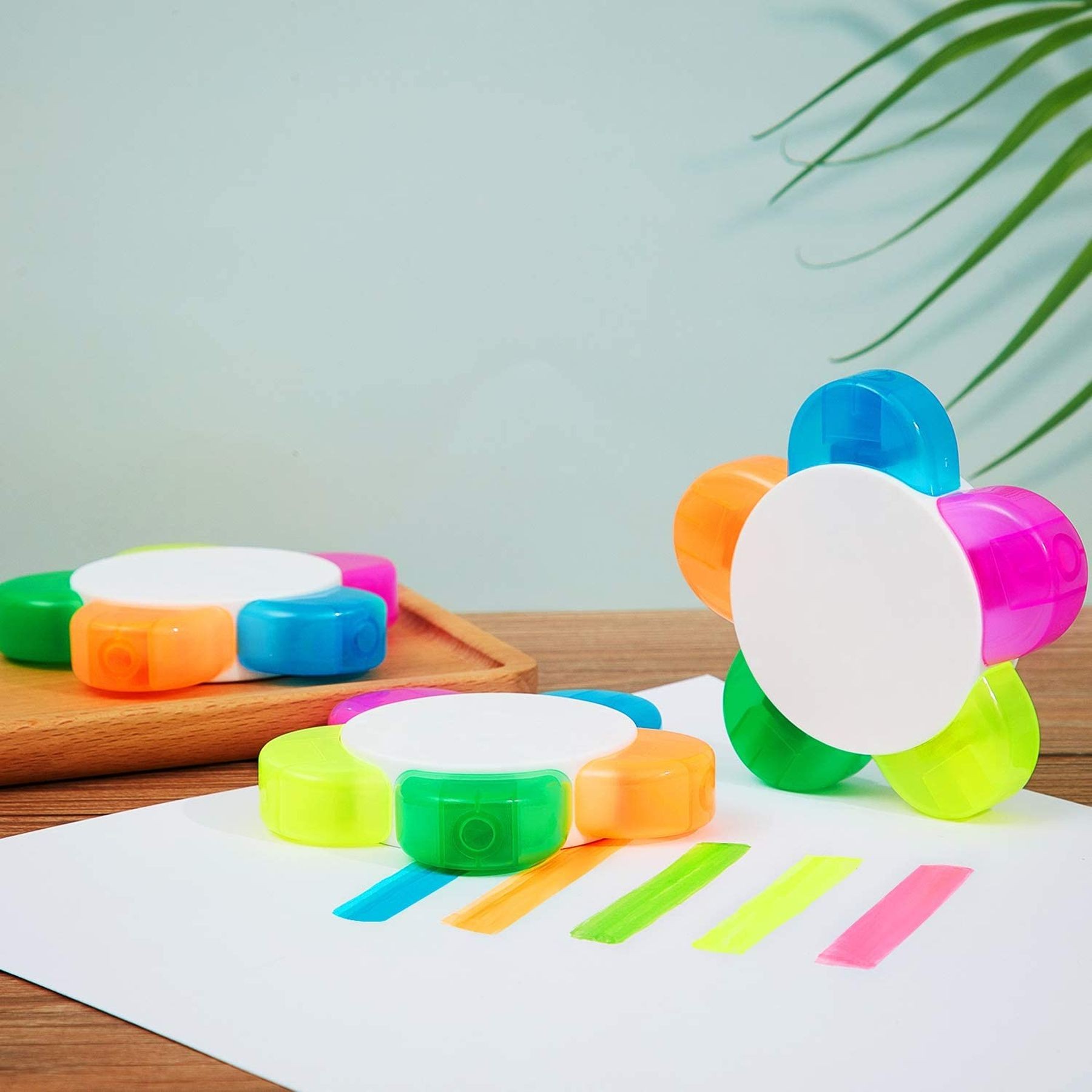 5-In-1 Fluorescent Pens Flower Shape Highlighter Pens 6