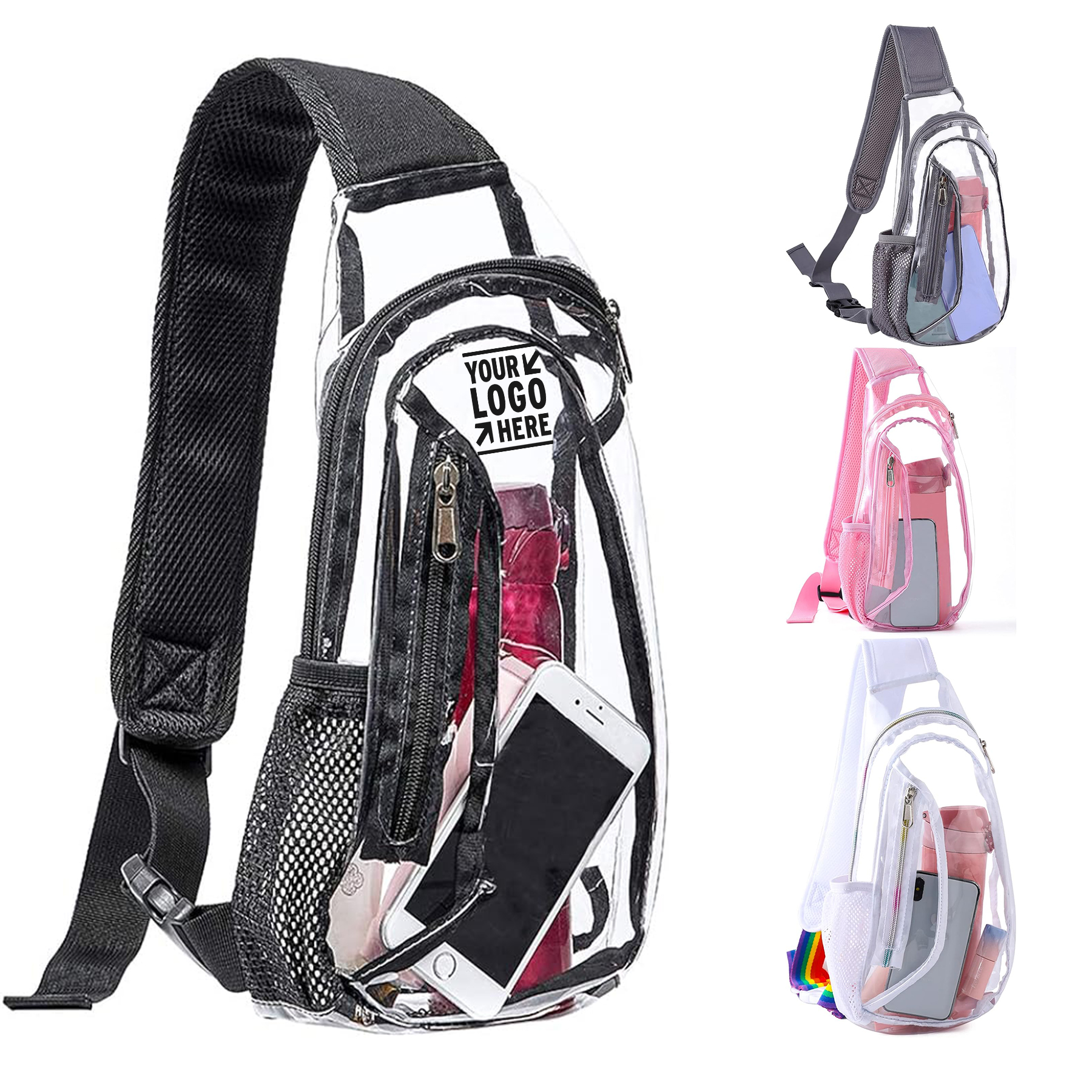 Stadium Hiking Concert Approved Edraco Clear Sling Bag Transparent Chest Daypack 