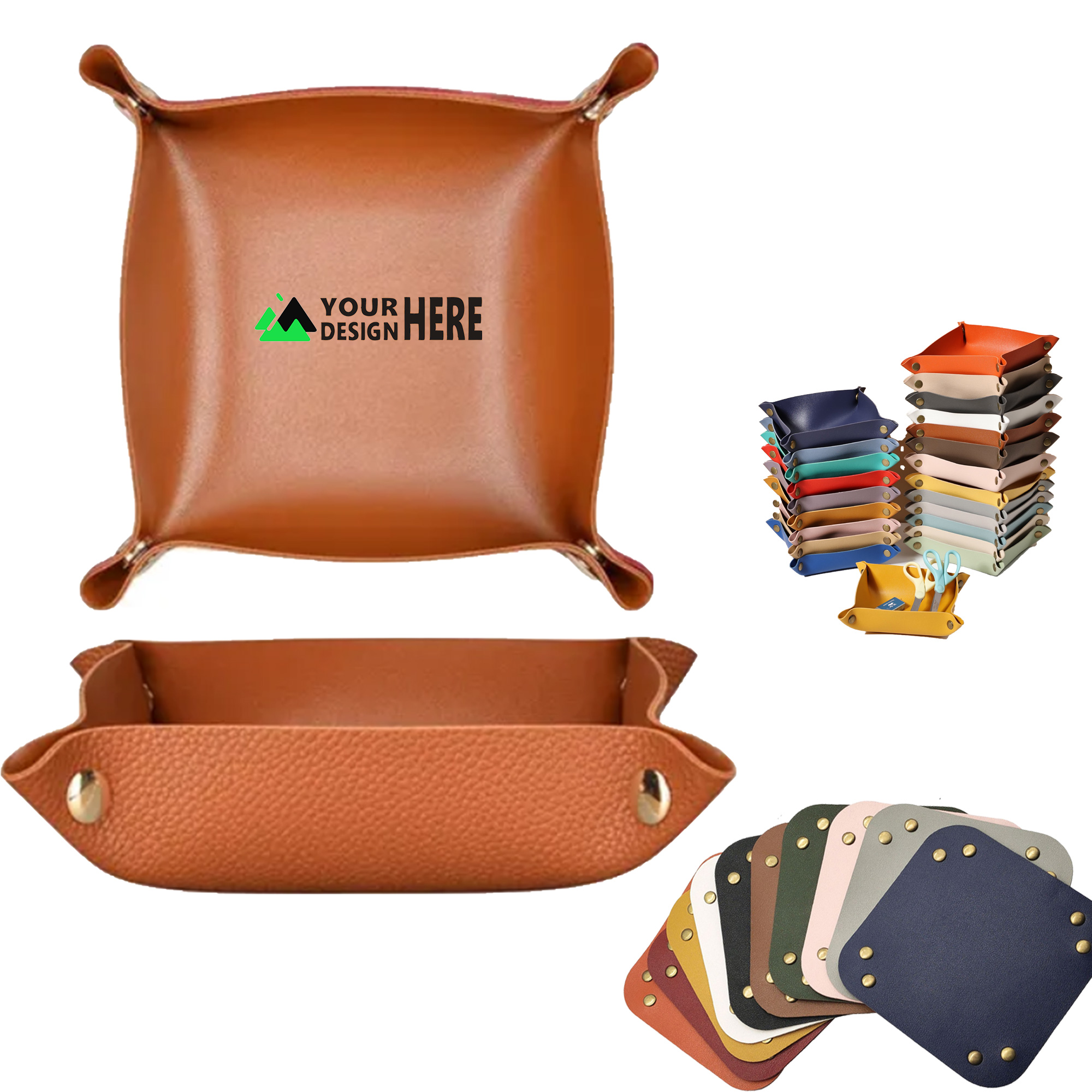PU Leather Desk Storage Basket Tray 2