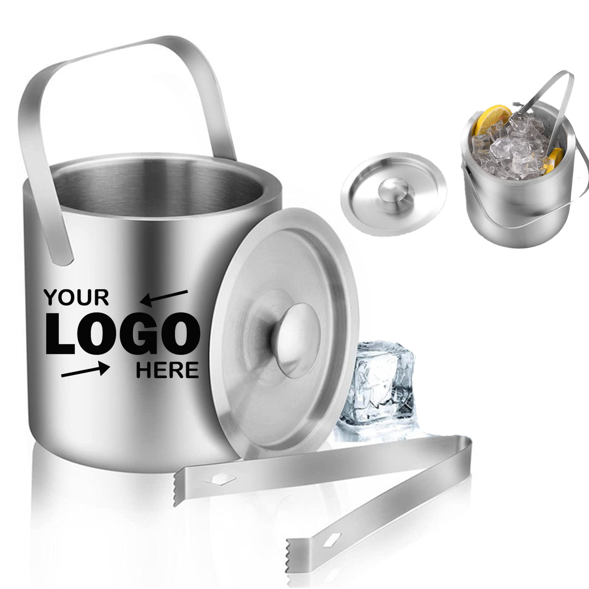304 Stainless Steel Insulated Ice Bucket With Tongs Set For Parties 2