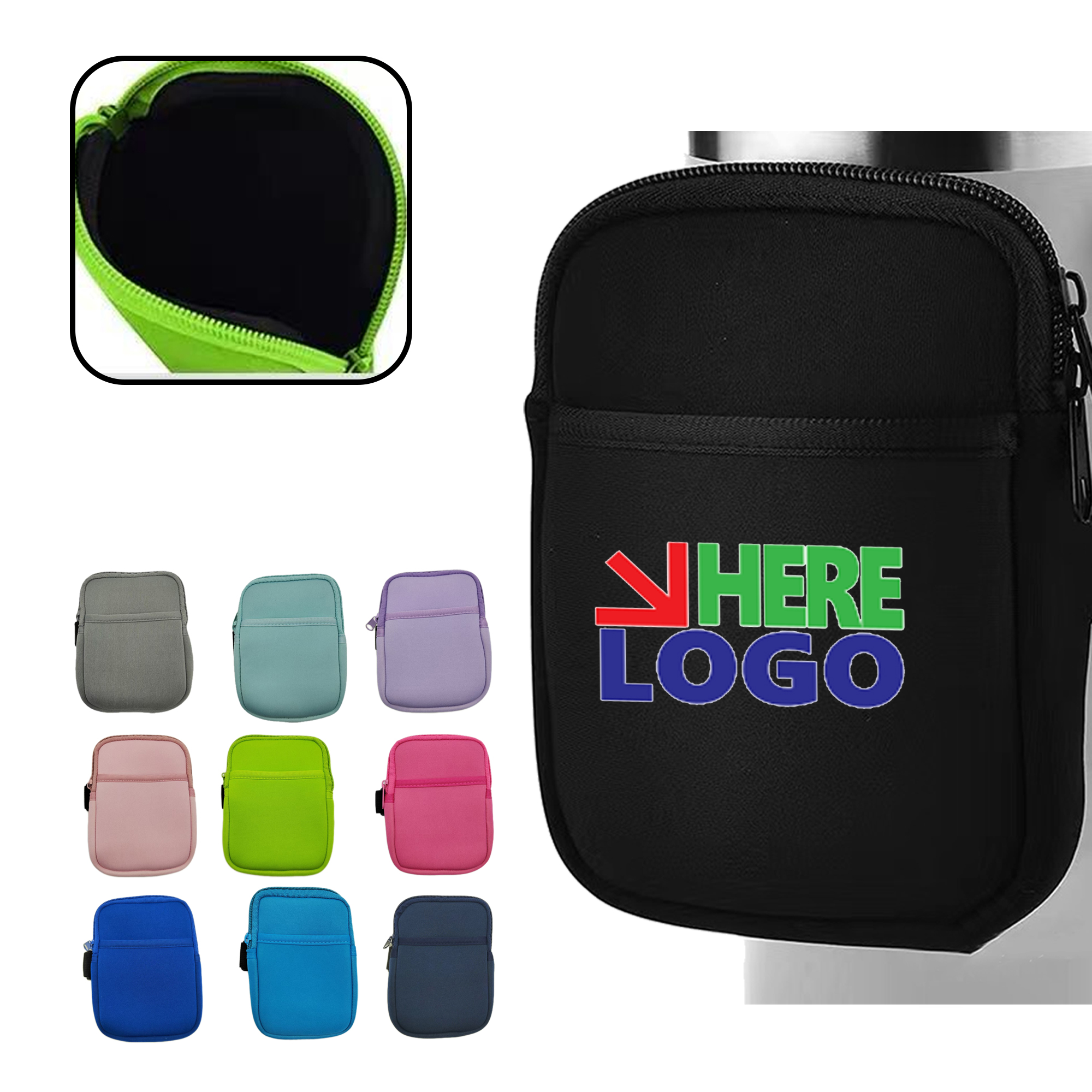MOQ 20 PCS Neoprene Water Bottle Pouch, custom koozie with logo imprint 2