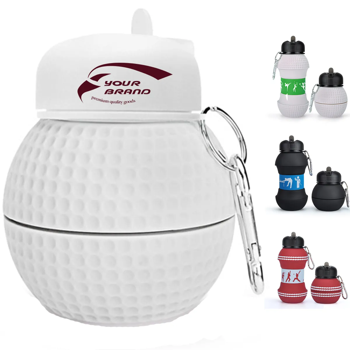 Bowling Foldable Basketball Clip-On Collapsible Water Bottle 1